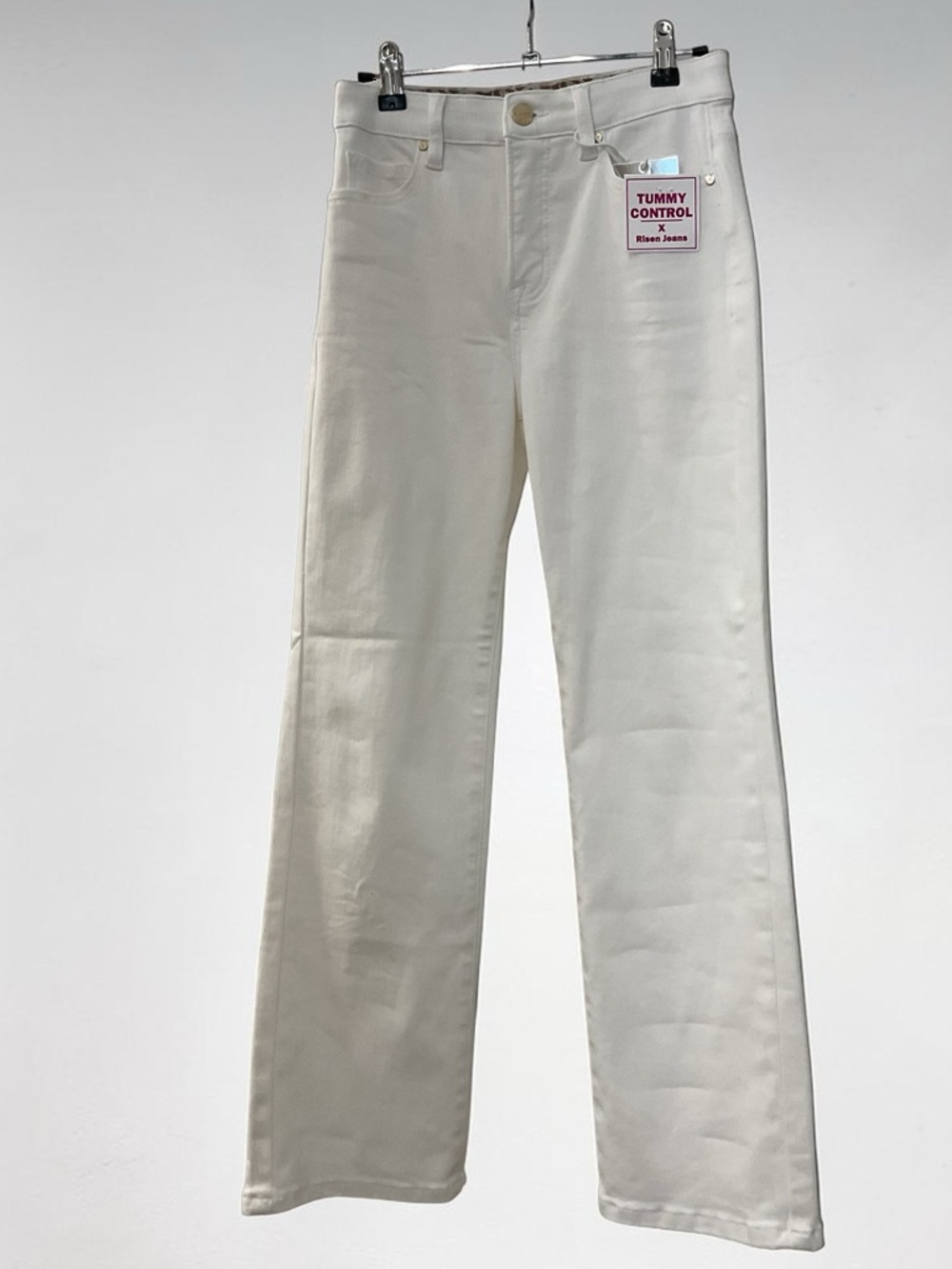 Risen Jeans - Tummy Control Crop Straight Denim white